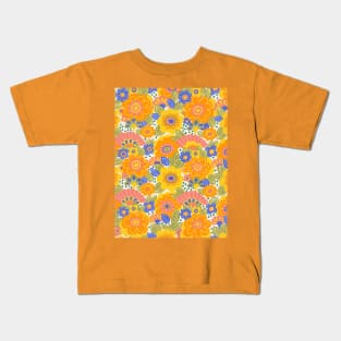 Dahlia Orange Pattern Kids T-Shirt